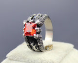 Dark Titanium Red Ruby Ring