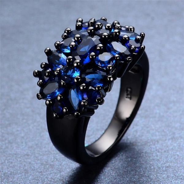 Titanium Vintage Blue Sapphire Ring