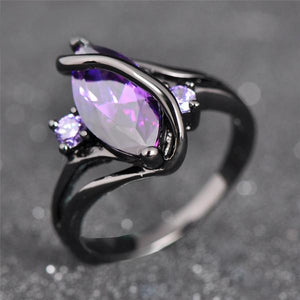 Black Gold Filed Amethyst Sapphire Ring