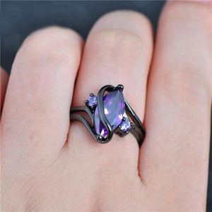 Black Gold Filed Amethyst Sapphire Ring