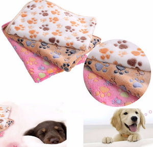 SOFT PAW PRINT CAT / DOG FLEECE BLANKETS