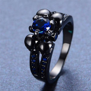 Titanium Skull Blue Sapphire Ring