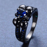 Titanium Skull Blue Sapphire Ring