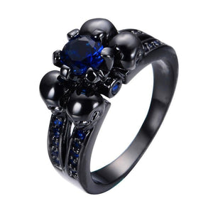 Titanium Skull Blue Sapphire Ring