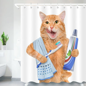 CUTE 3D CAT WATER-PROOF SHOWER CURTAIN