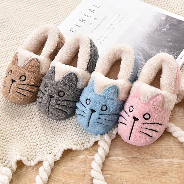 CUTE FLUFFY CAT PLUSH SLIPPERS FOR KIDS AND ADULTS