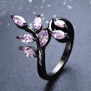 Pink Sapphire Leaf Ring