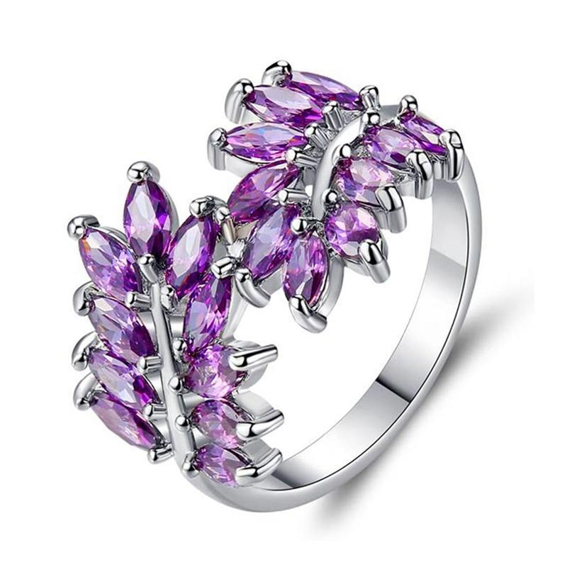 Purple Sapphire Leaves Ring