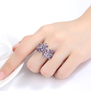 Purple Sapphire Leaves Ring