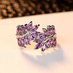 Purple Sapphire Leaves Ring